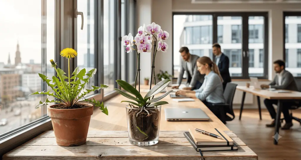 Nicht jeder Mitarbeiter ist ein Löwenzahn | Unternehmenskultur orchidee oder löwenzahn am Arbeitsplatz