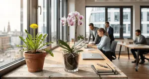 orchidee oder löwenzahn am Arbeitsplatz
