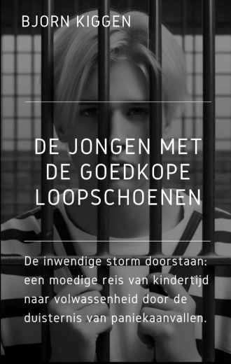 Boekomslag van Bjorn Kiggen: „De jongen met de goedkope loopschoenen“ – De Vlaamse bestseller over veerkracht en het omgaan met paniekaanvallen.